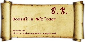 Bodzás Nándor névjegykártya